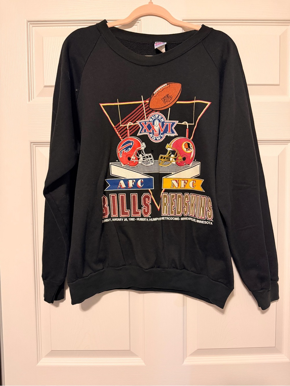 Vintage NFL Bills vs Redskins Black Crewneck Sweatshirt